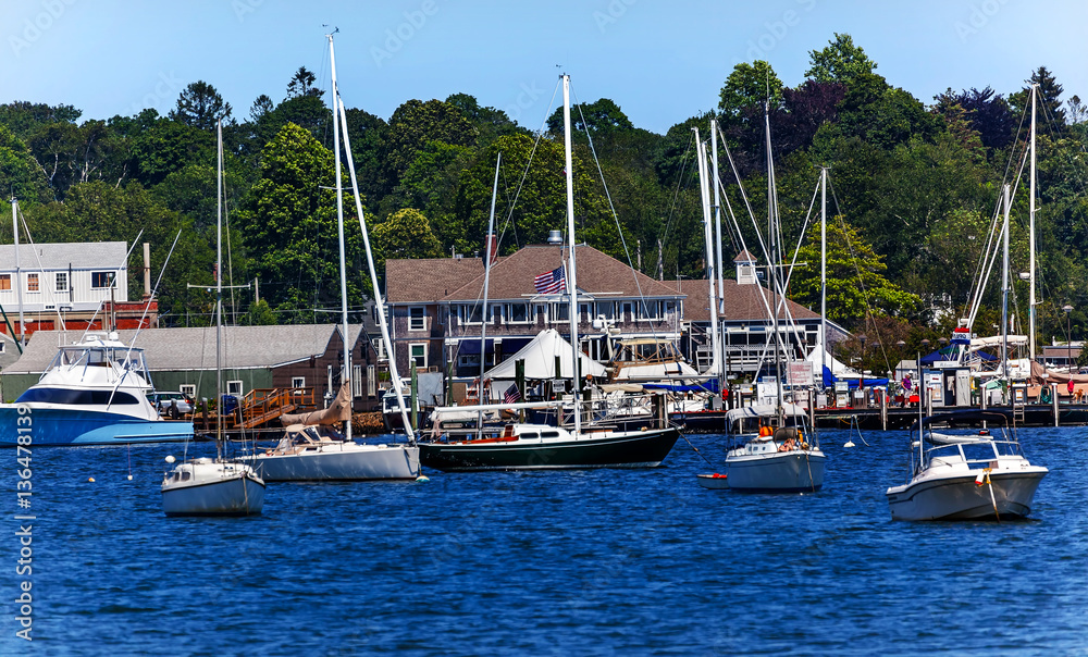 Yacht Club Padnaram Harbor with Boats Docks Piers Massachusetts