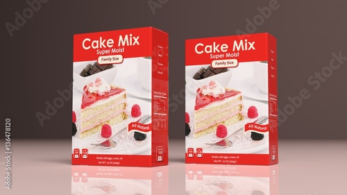 Billede på lærred Cake mix paper packages. 3d illustration