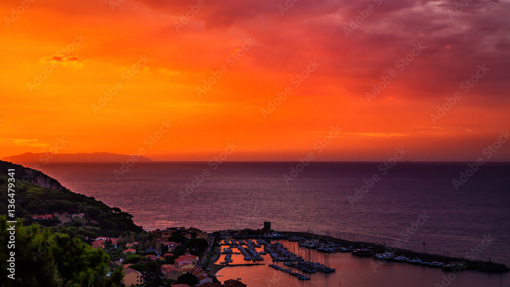 Gulf of Portoferraio at sunset