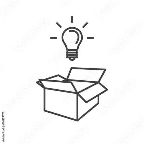 Think outside the box - flat design - light bulb and box