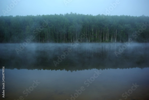 The mystical fog on the lake