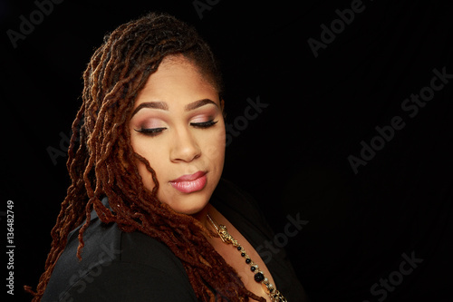 Canvas Print Plus Size African American BBW Woman posing in the studio