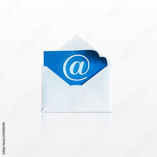 An open envelope on a white background.