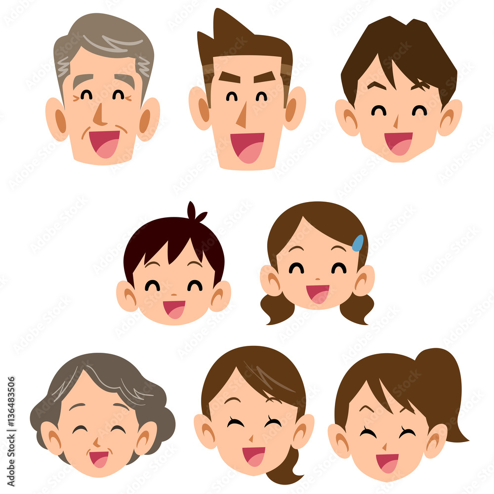 三世代　家族　笑顔　アイコン
