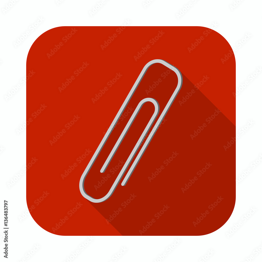 Paperclip long shadow flat icon. Paperclip long shadow flat icon.