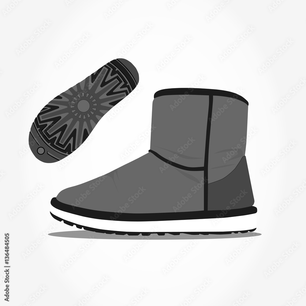 fashion winter ugg boot and sole,vector, illustration fashion winter ugg boot and sole,vector, illustration