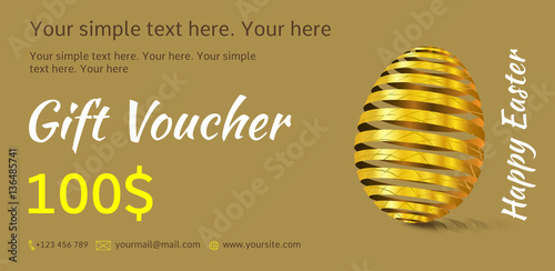 Holiday gift voucher. Easter coupon sales.