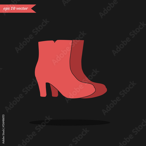pair of fashionable female ankle boots with heels, vector, illustration