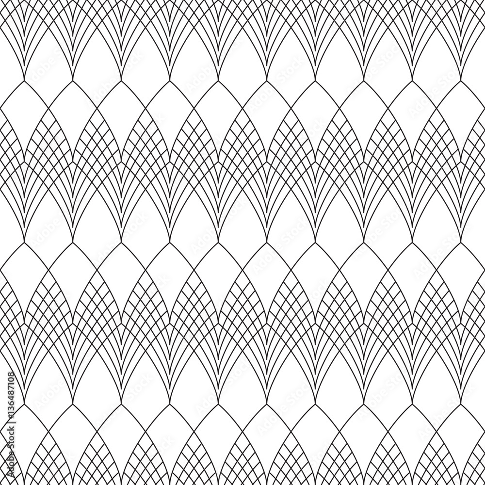 Fototapeta premium Linear scales ornament. Seamless vector pattern