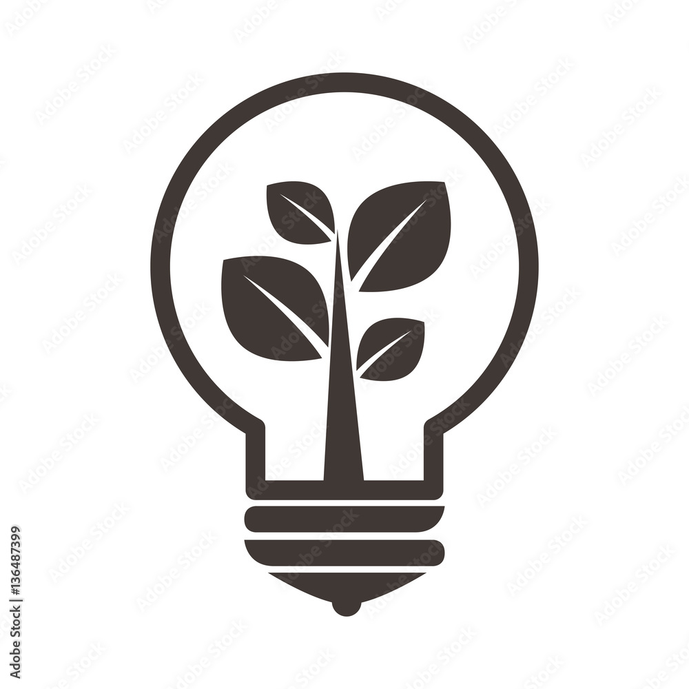 grayscale silhouette with lightbulb with plant inside vector illustration grayscale silhouette with lightbulb with plant inside vector illustration