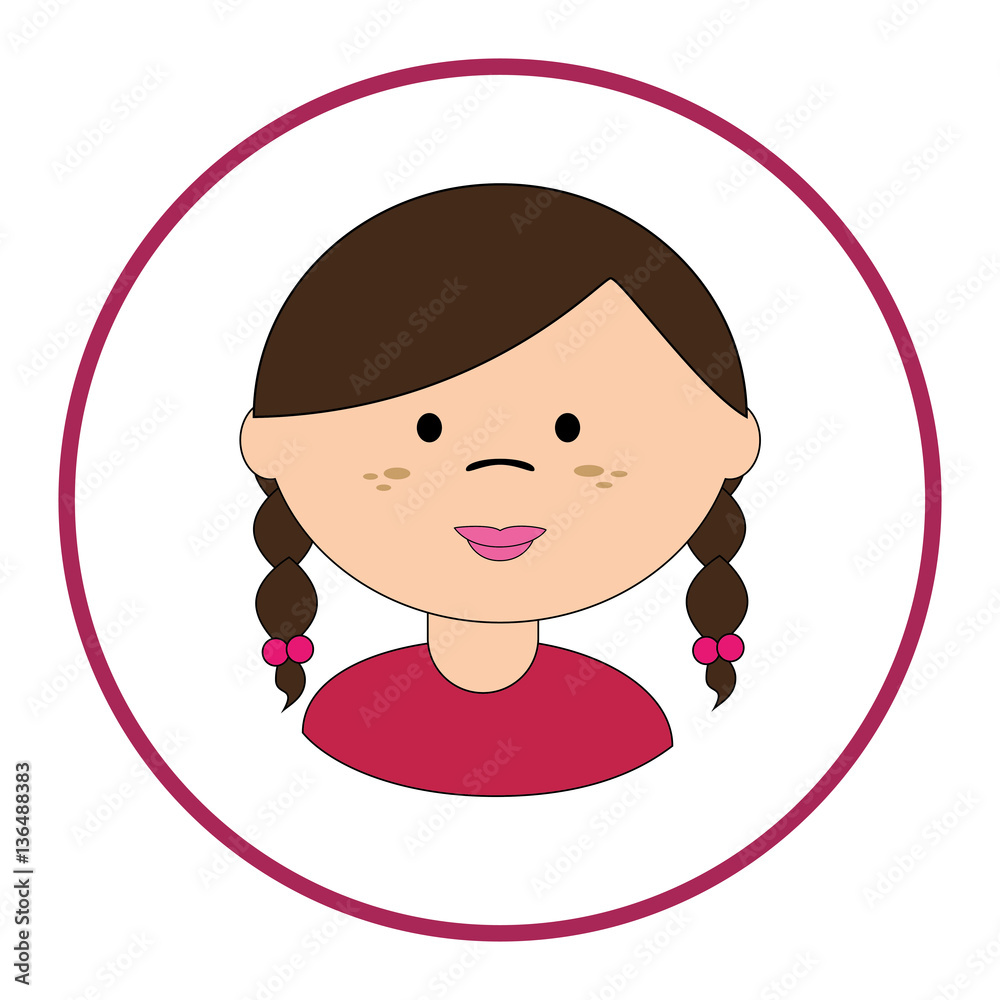 round silhouette with girl face with braided hair vector illustration round silhouette with girl face with braided hair vector illustration