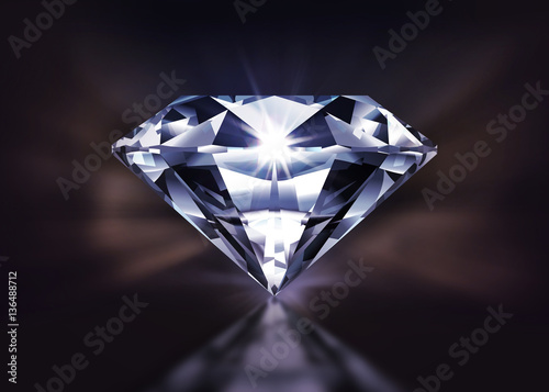 Diamond.Diamond sparkles on a dark background.
