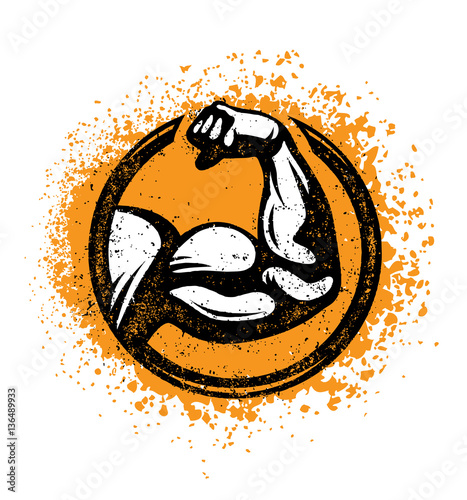 Valokuvatapetti Biceps Flex Arm Rusty Gym Sign