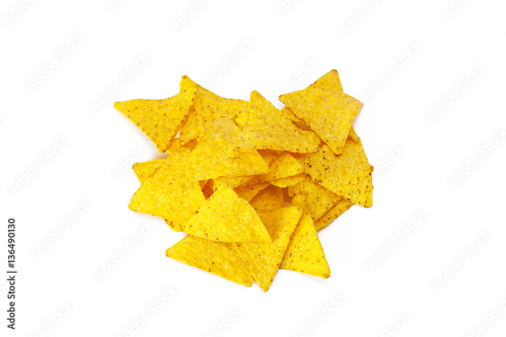 Naklejka premium corn nachos on white background