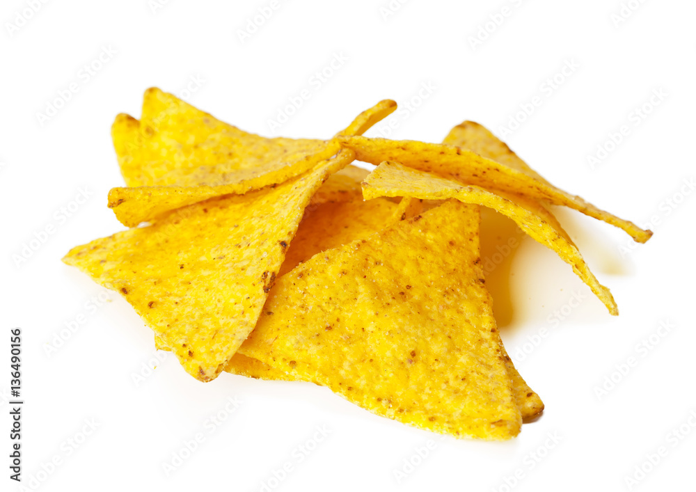 Naklejka premium corn nachos on white background