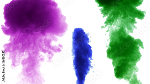 Colorful thick smoke on a white background isolated