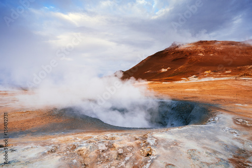 Geothermal area Namafjall with steam eruptions, Iceland, Europe