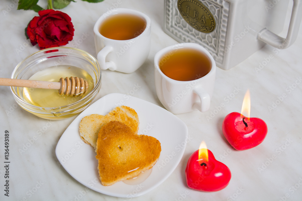 Easy breakfast for the Valentine's day with two piece of bread, Easy breakfast for the Valentine's day with two piece of bread,