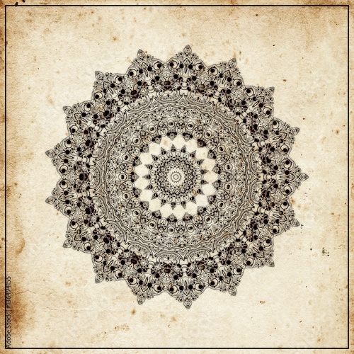 Round  curl   mandala    - halftone  vintage   poster photo