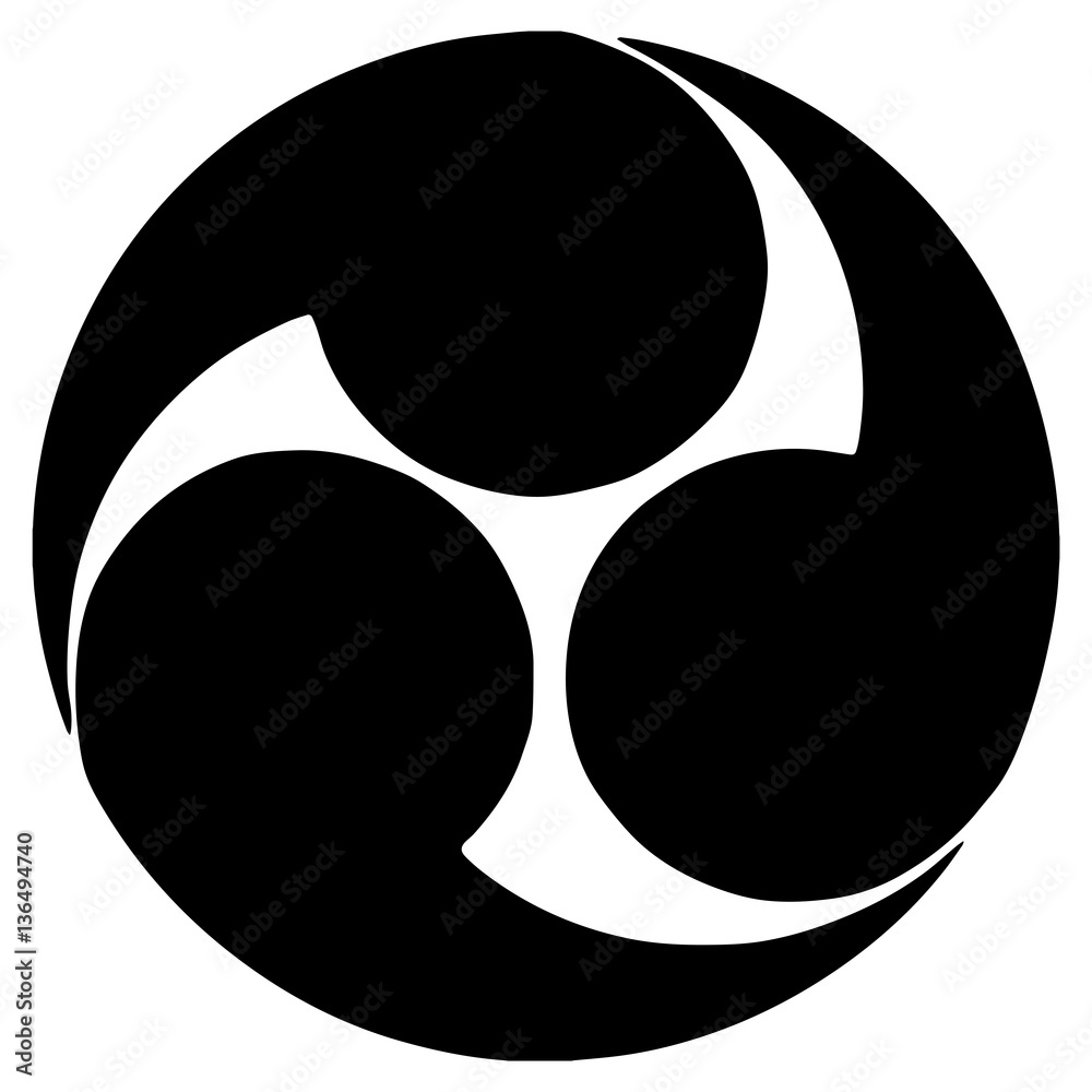 Religious sign. Japanese religions. Mon of Hachiman shrines.