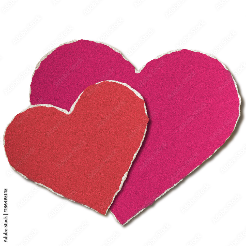 Torn paper hearts - 3D illustration Torn paper hearts - 3D illustration
