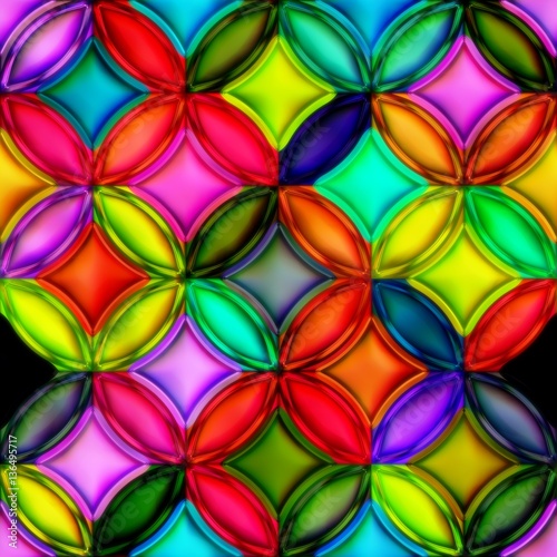 Bright repeating stained glass geometric pattern