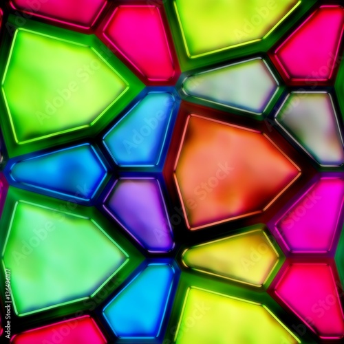 Fotografie Bright repeating stained glass geometric pattern