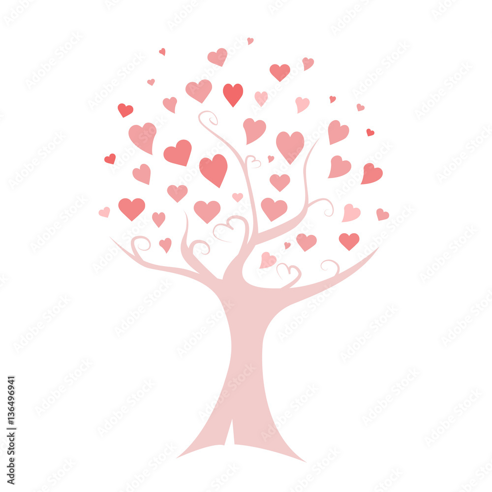 tree with hearts flat vector illustration tree with hearts flat vector illustration