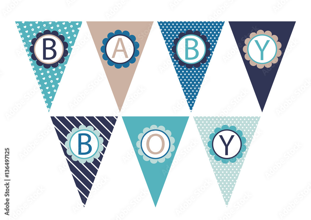 vector blue and brown flags for boy's baby shower vector blue and brown flags for boy's baby shower