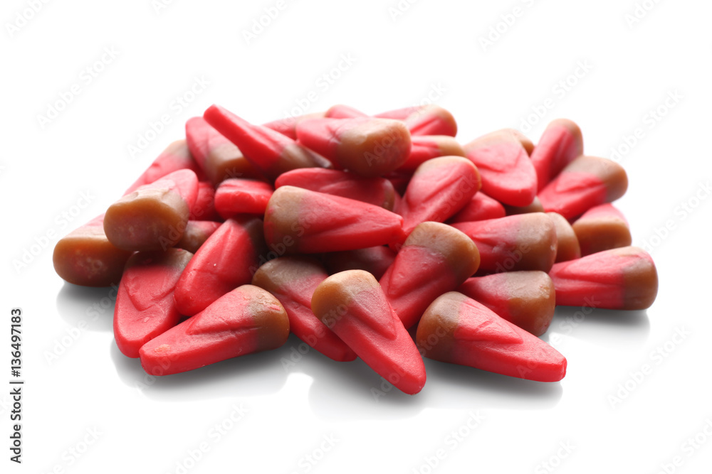 Colorful Halloween candies on white background Colorful Halloween candies on white background