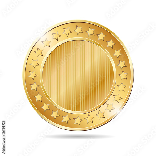 vector illustration of a gold coin on white background