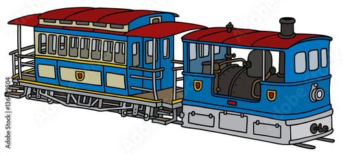 Historical blue steam tramway