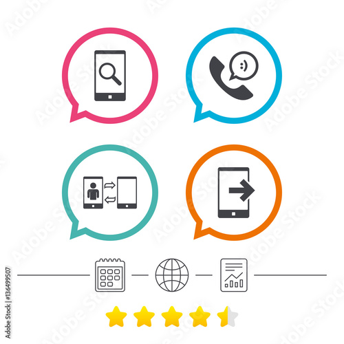 Phone icons. Call center support symbol.