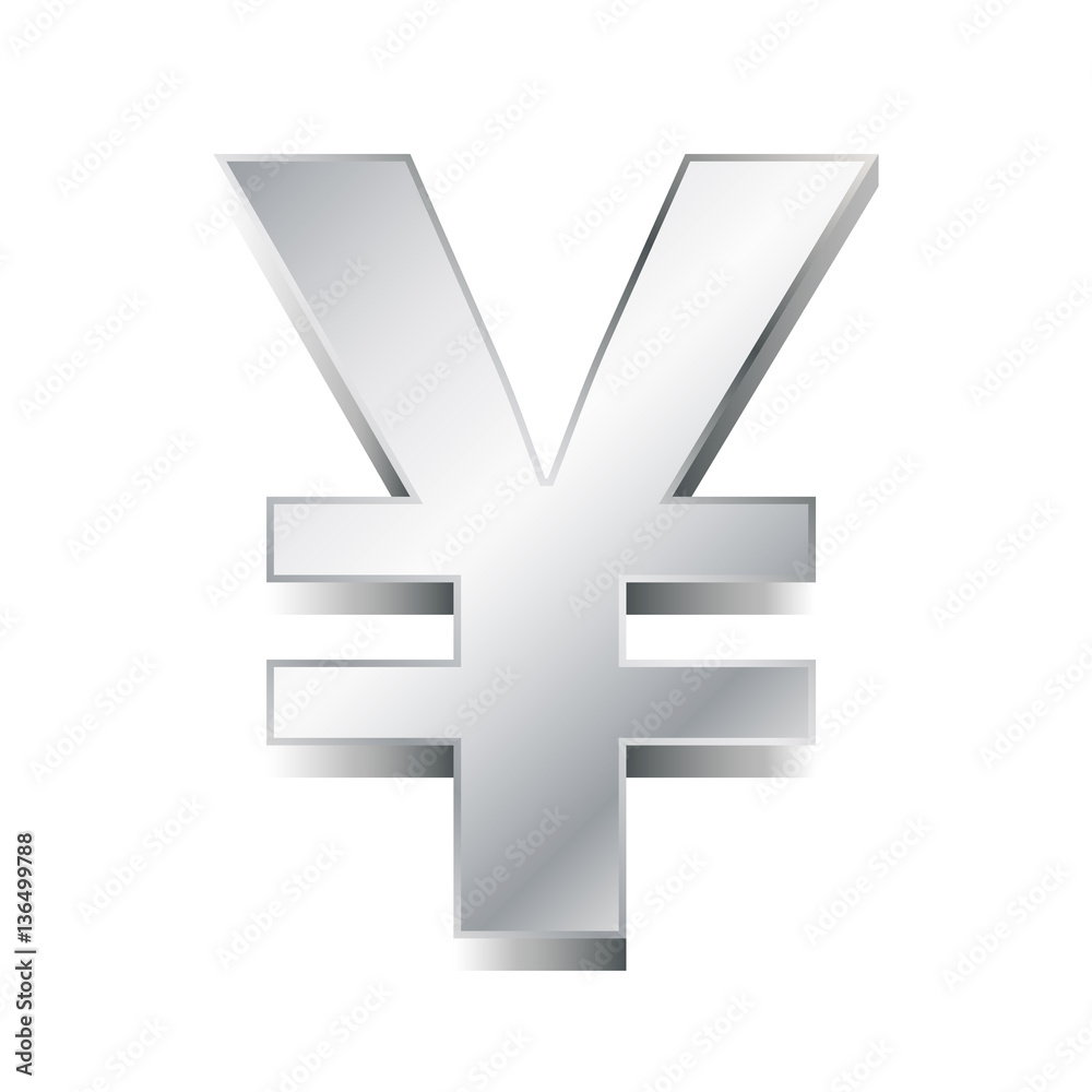 Fototapeta premium vector illustration of a silver yen sign on white background