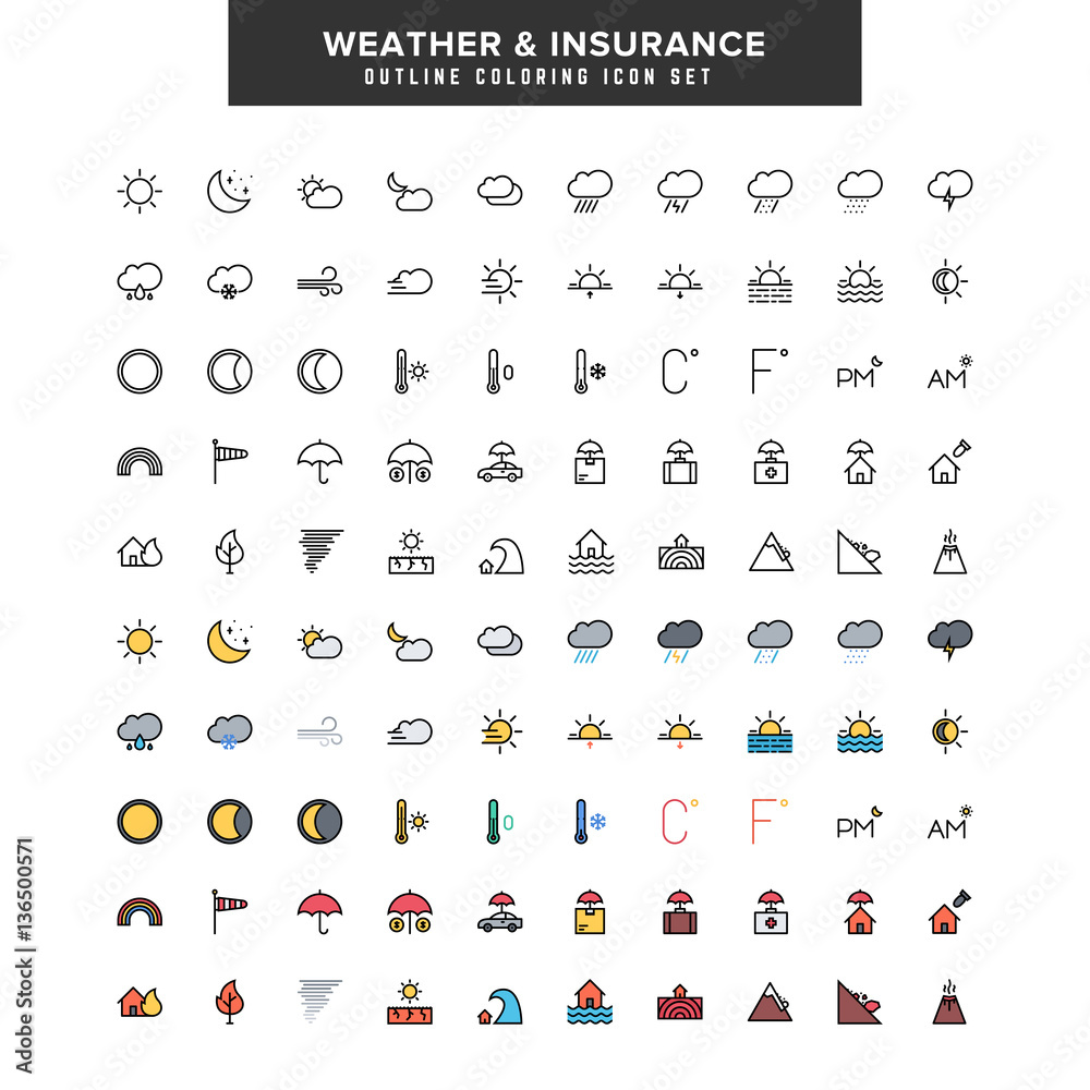 Naklejka premium weather and insurance icon
