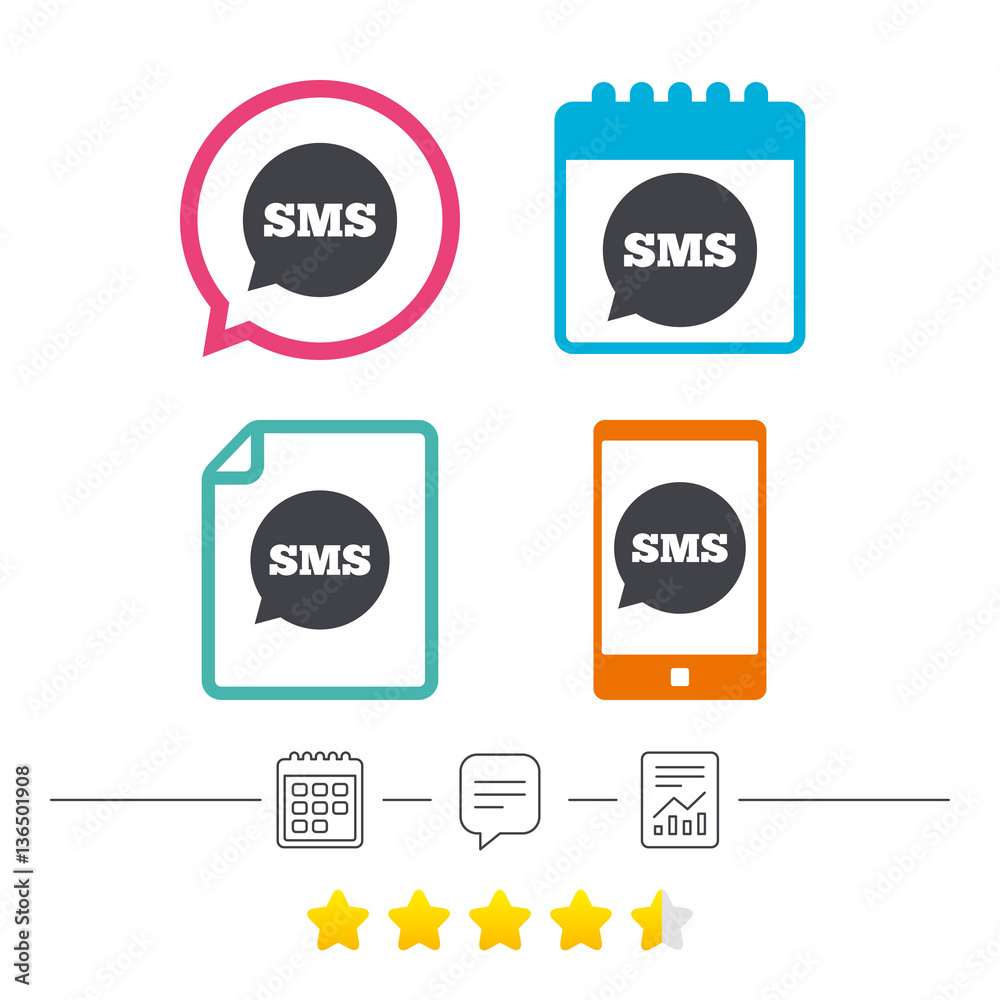 SMS speech bubble icon. Information symbol.