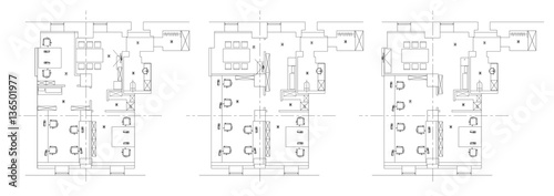 Standard office furniture symbols set