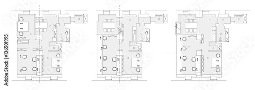 Standard office furniture symbols set