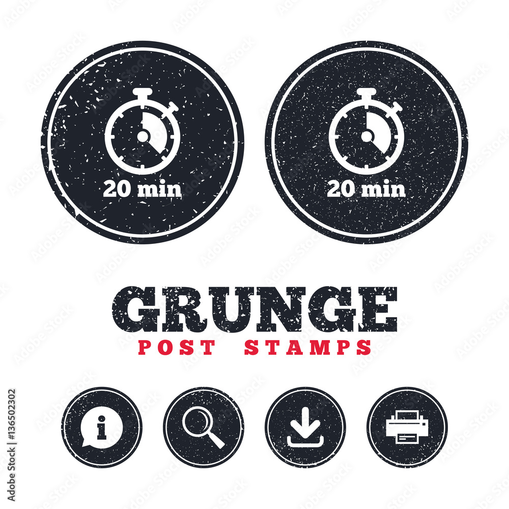 Fototapeta premium Timer sign icon. 20 minutes stopwatch symbol.