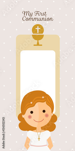 Girl communion with message and dots background