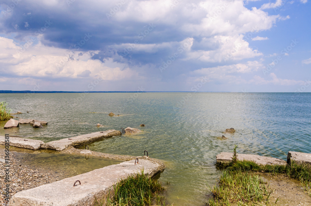 The Taganrog Bay of the Azov sea before the storm