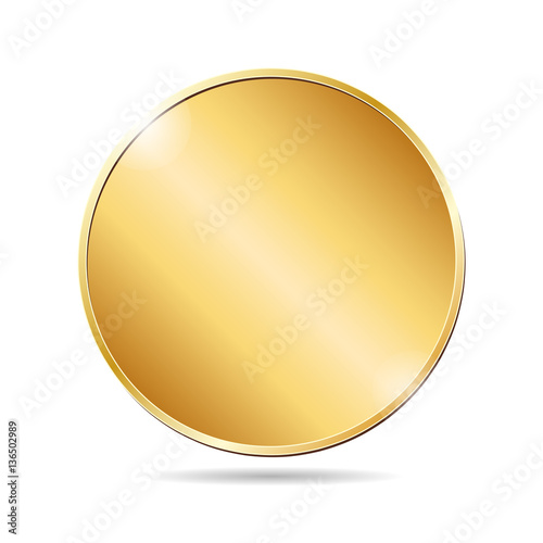 vector illustration of a blank golden coin on white background
