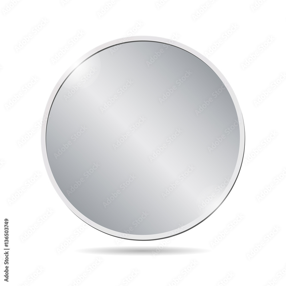 vector illustration of a blank silver coin on white background