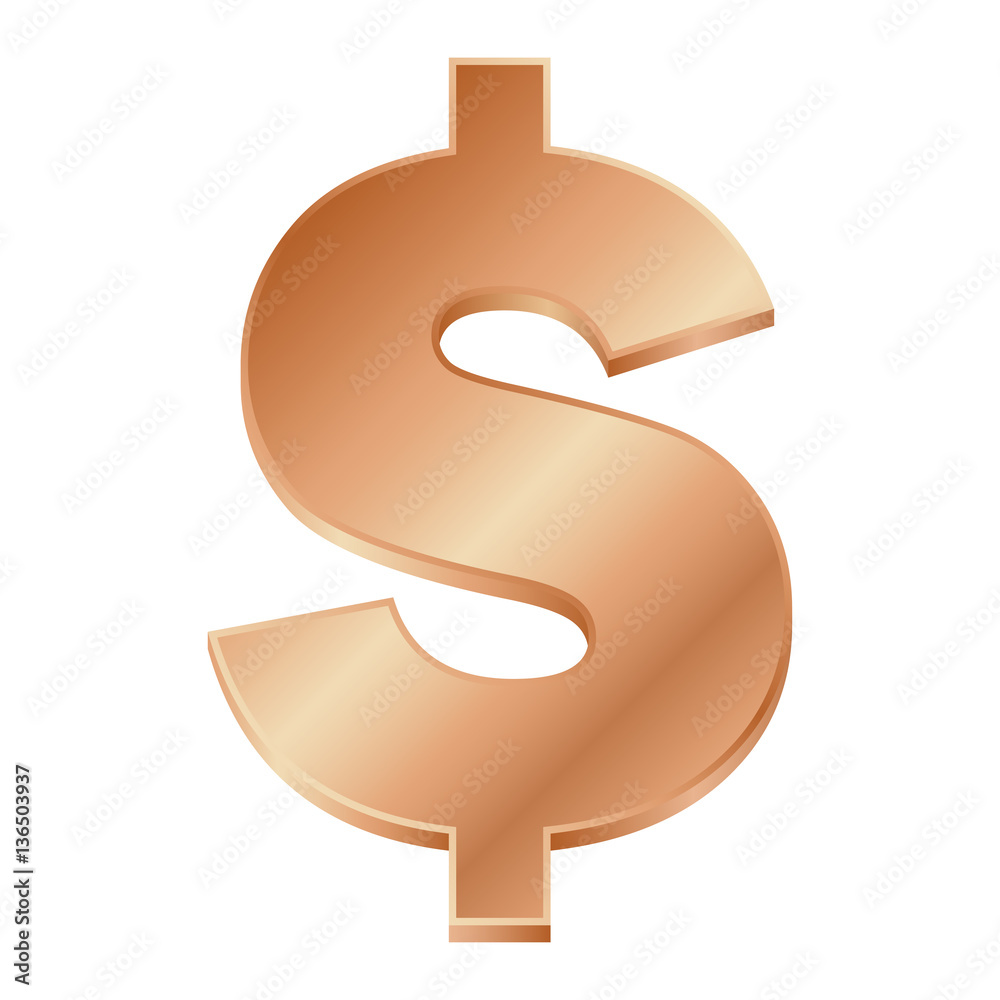 vector illustration of a bronze dollar sign on white background vector illustration of a bronze dollar sign on white background