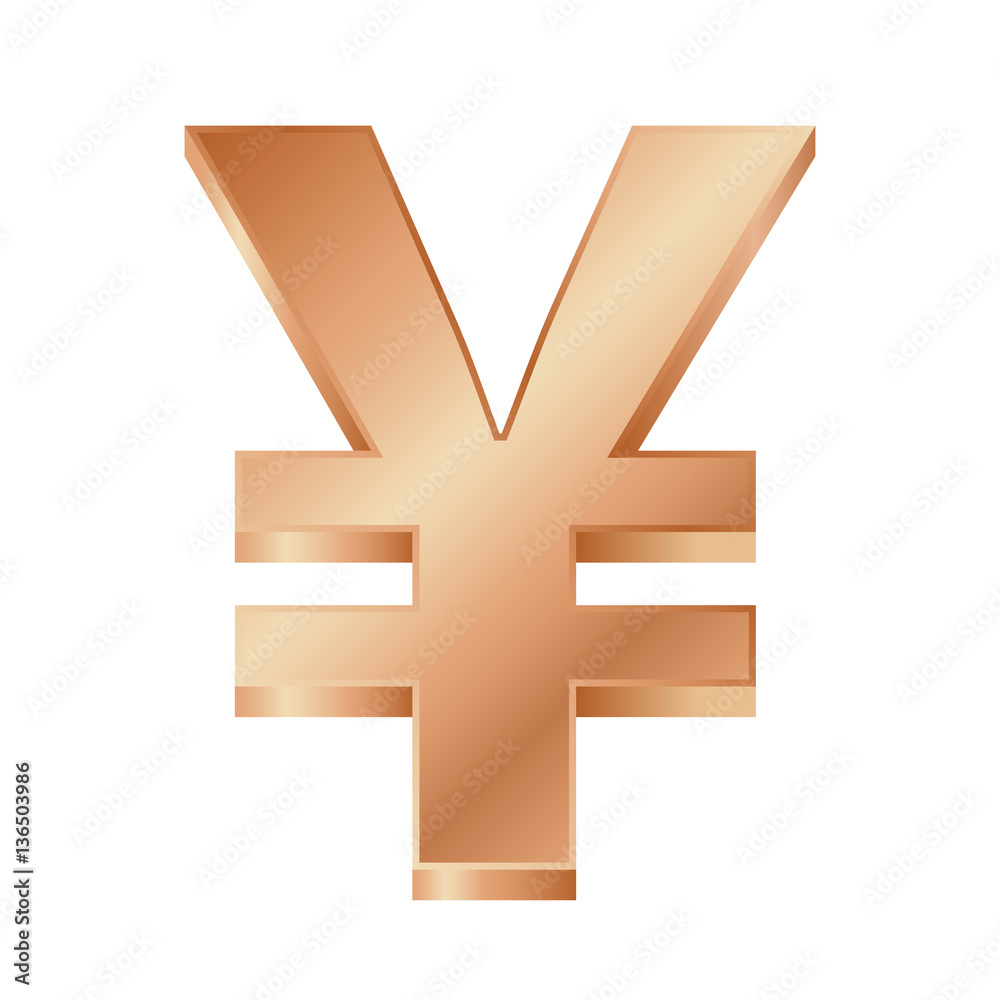 vector illustration of a bronze yen sign on white background