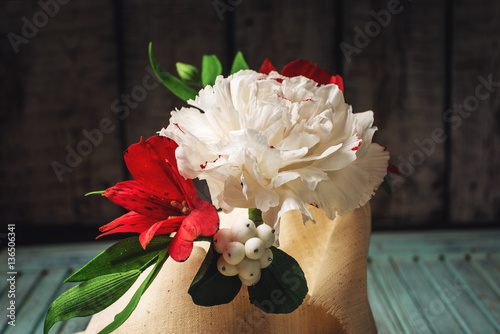 beautiful bouquet Roses from mastic, good flowers made of sugar photo