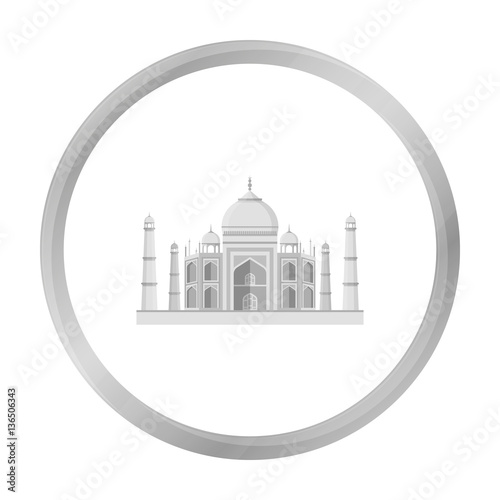 Taj Mahal icon in monochrome style isolated on white background. India symbol stock vector illustration. photo