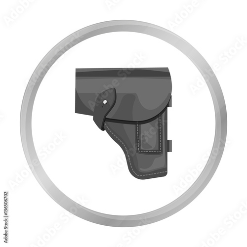 Army handgun holster icon in monochrome style isolated on white background. Military and army symbol stock vector illustration