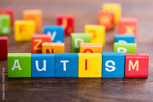 Multi Colored Blocks With Text Autism photo