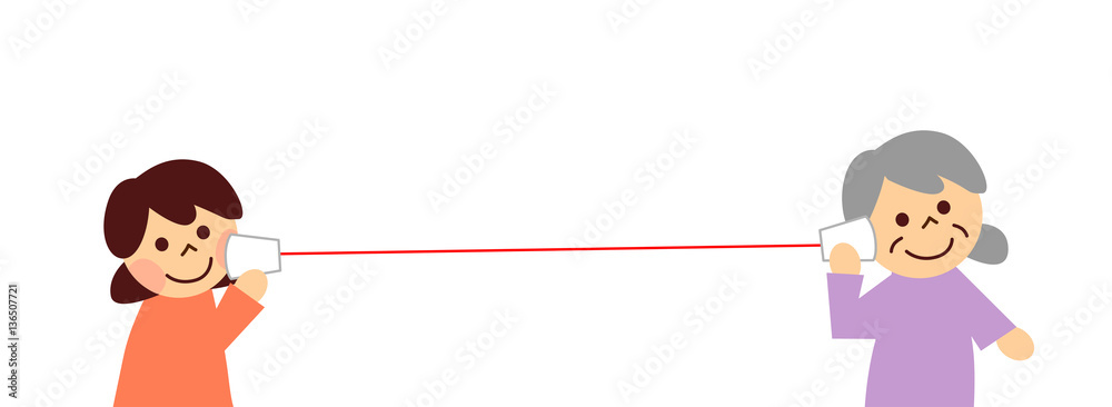 糸電話 祖母と孫 Stock イラスト Adobe Stock 糸電話 祖母と孫 Stock イラスト Adobe Stock